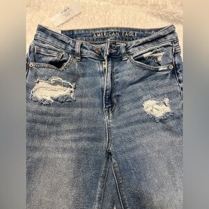 American Eagle Outfitters Light Blue Ripped Straight Leg Jeans